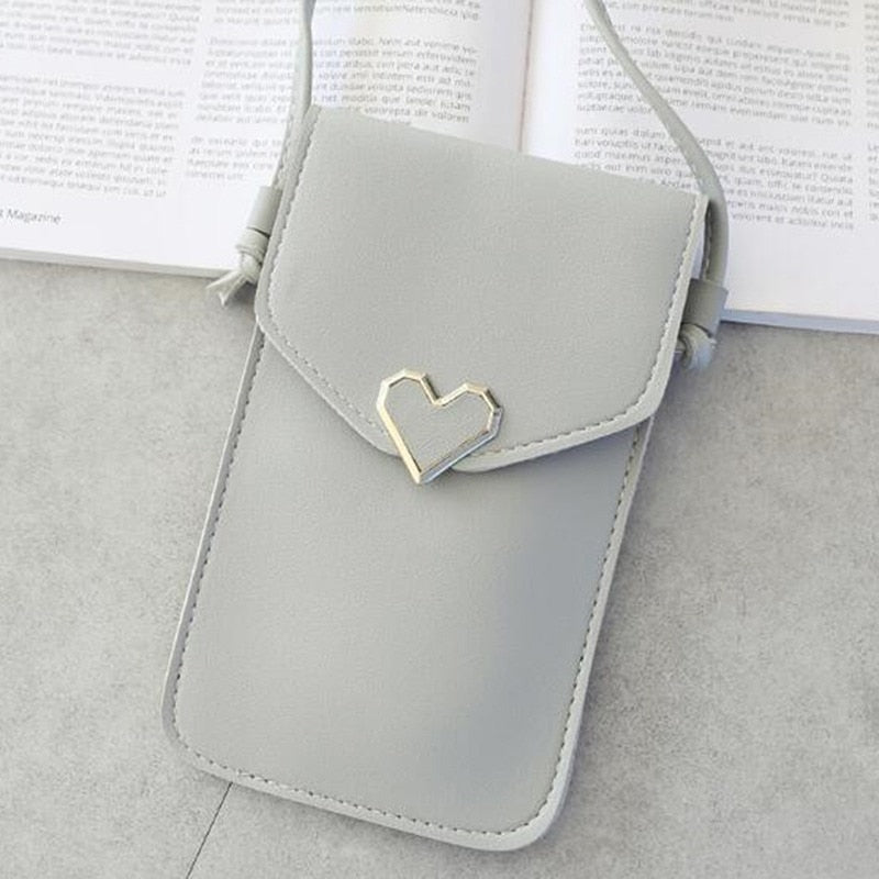 Transparent Touch Screen Retro Simple Mobile Phone Bag Women PU Chain Messenger Bags Small Flap Bag Mini Shoulder Bag Wallet