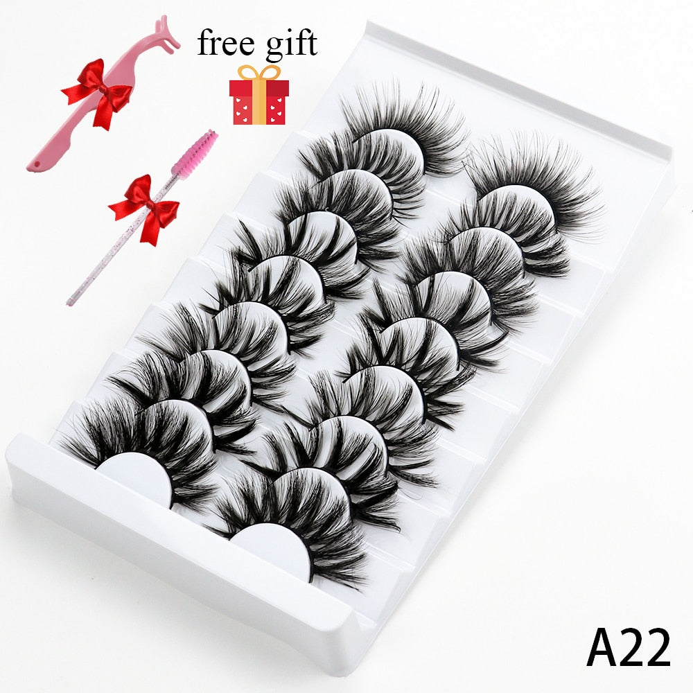 5/8 Pairs 20mm Mink Lashes 3D Natural False Eyelashes Fluffy Faux Mink Eyelashes Wispies Long Extension Eyelashes Pack Maquiagem