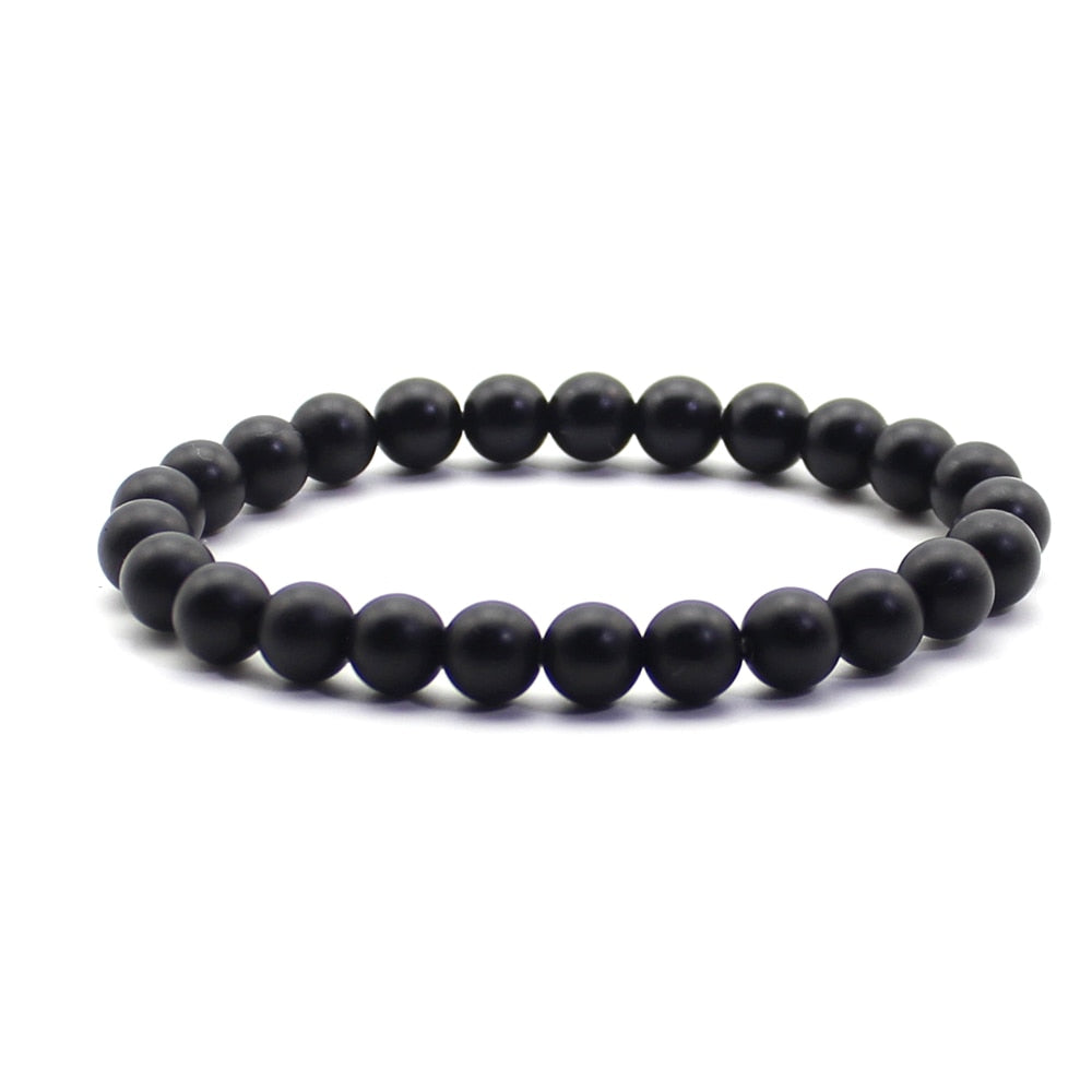 Nature Beaded Bracelet Men 8mm Natural Stone Lava Rock Tiger Eye Black Onyx Matte Healing Beads Stretch Charm Yoga Women Jewelry