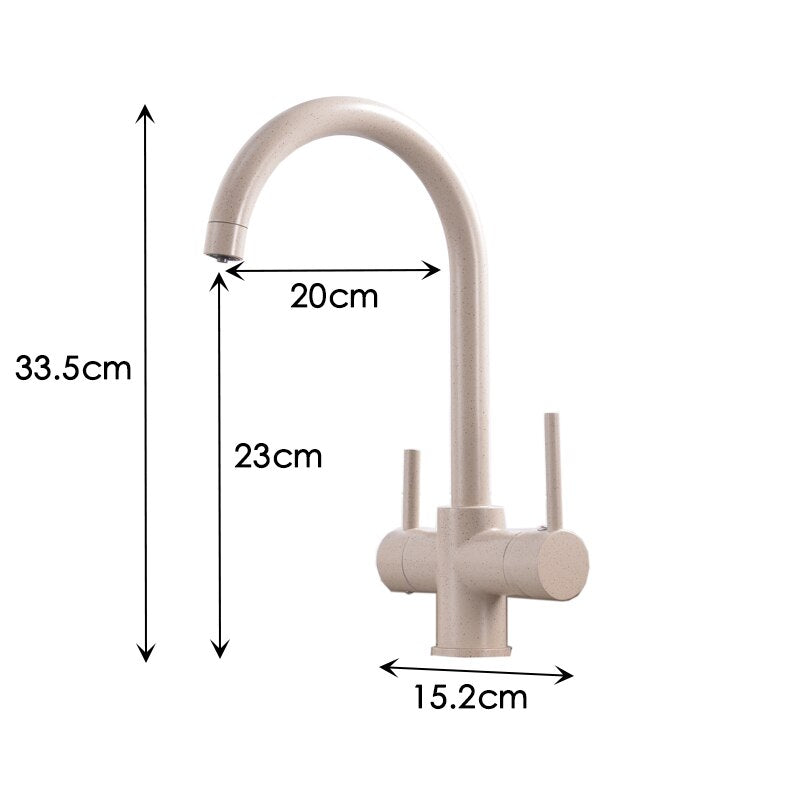 Kitchen Faucet Water with Dot Brass Purifier Faucet Dual Sprayer Drinking Filtered Water Tap Vessel Sink Mixer Tap Torneira