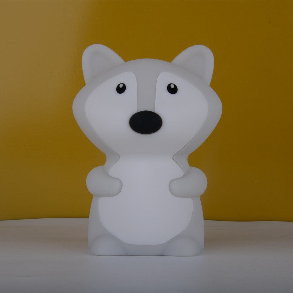 Bear Dog Fox LED Night Light Touch Sensor Remote Control 9 Colors Timer USB Rechargeable Silicone Animal Lamp for Kids Baby Gift