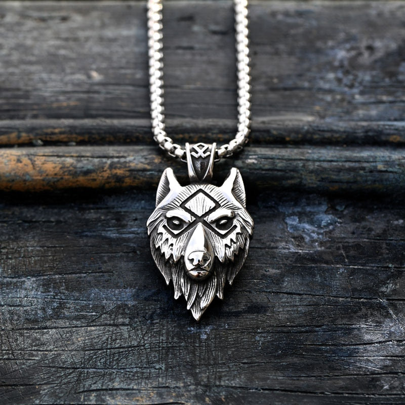 Fashion Vintage Women Men Vingking Wolf Stainless Steel Pendant Chain Necklace Jewelry BP8-514