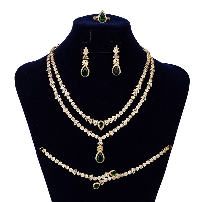 Jewelry Set HADIYANA Fashion Gorgeous Necklace Earrings Ring Bracelet Set For Women Party Gift Wedding CNY0055 Femme Jewelry