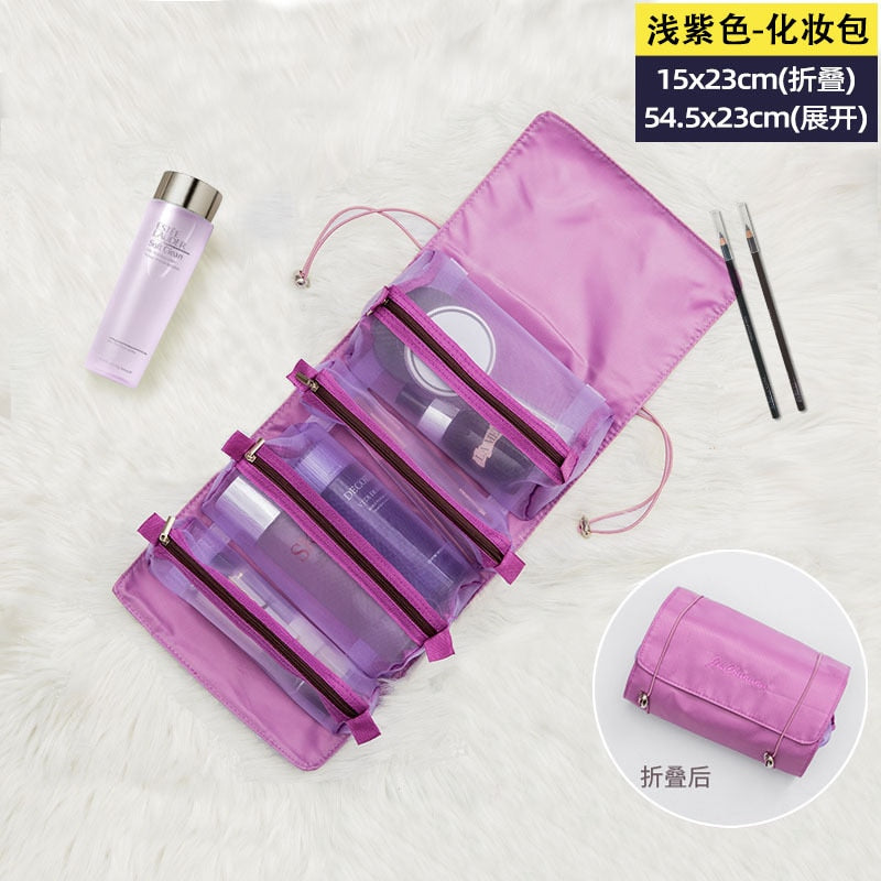 4PCS in 1 Cosmetic Bag For Women Zipper Mesh Separable Cosmetics Pouch Ladies Foldable Nylon Bag Rope Makeup Bag Kosmetyczka