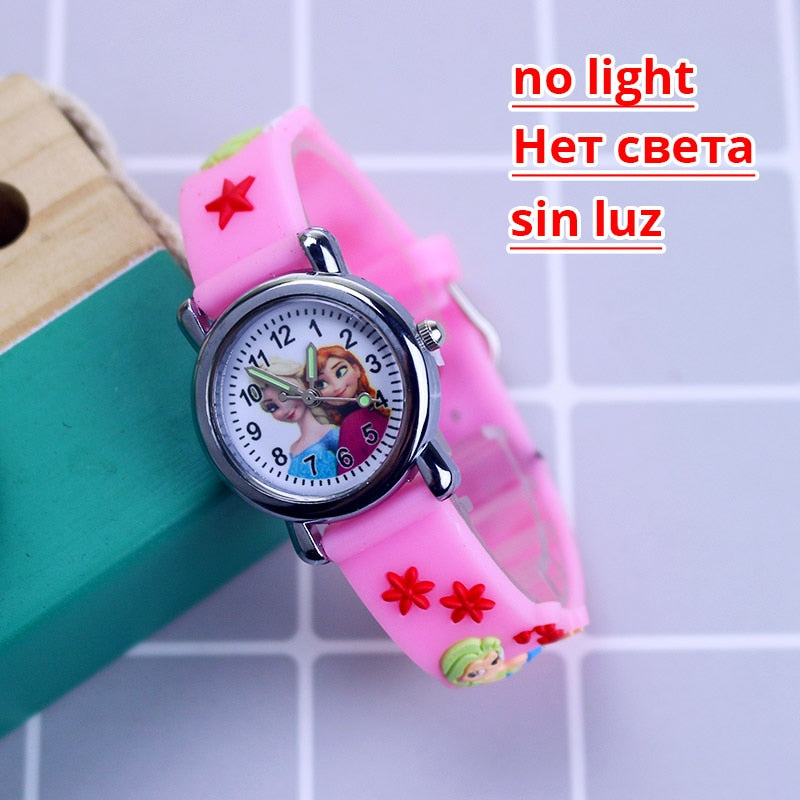 Disney Princess Elsa Kids Watches Girls Silicone Strap Cartoon Rabbit Dinosaur Light Children Wrist Watch Clock reloj infantil