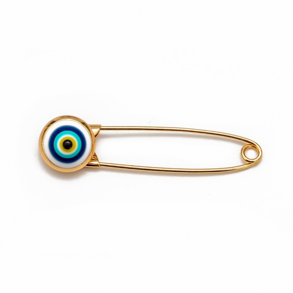 Lucky Eye Blue Turkish Evil Eye Brooch Pin for Women Men Dropping Oil Flower Crown Star Hamsa Hand Charm Fashion Jewelry BD52