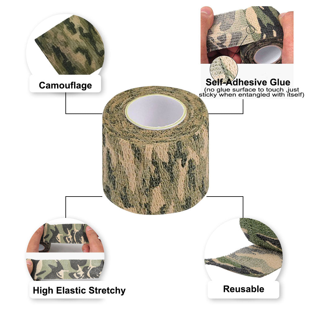 Tactical Camo Tape 5cm*4.5M Self-Adhesive Camouflage Tape Outdoor Hunting Shooting Stealth Tape Rifle Gun Stretch Wrap Cover