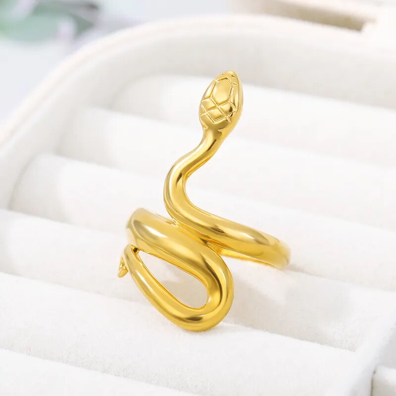 Snake Rings For Women Men Stainless Steel Gothic Gold Color Ring Punk Fashion Aesthetic Party Couple Jewelry Accessories anillos