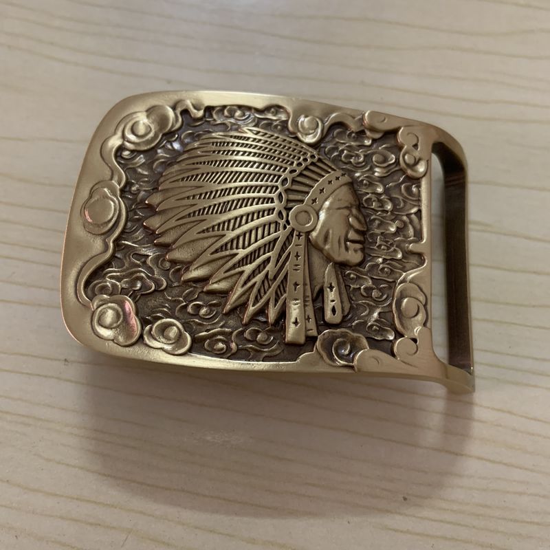 High Quality Fine Copper Indian Head Embossed Brass Belt Buckle