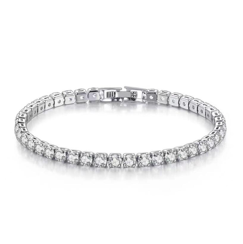 Platinum-plated. Sterling silver 925 with 2-6.5mm real moissanite tennis bracelet for women as a gift.