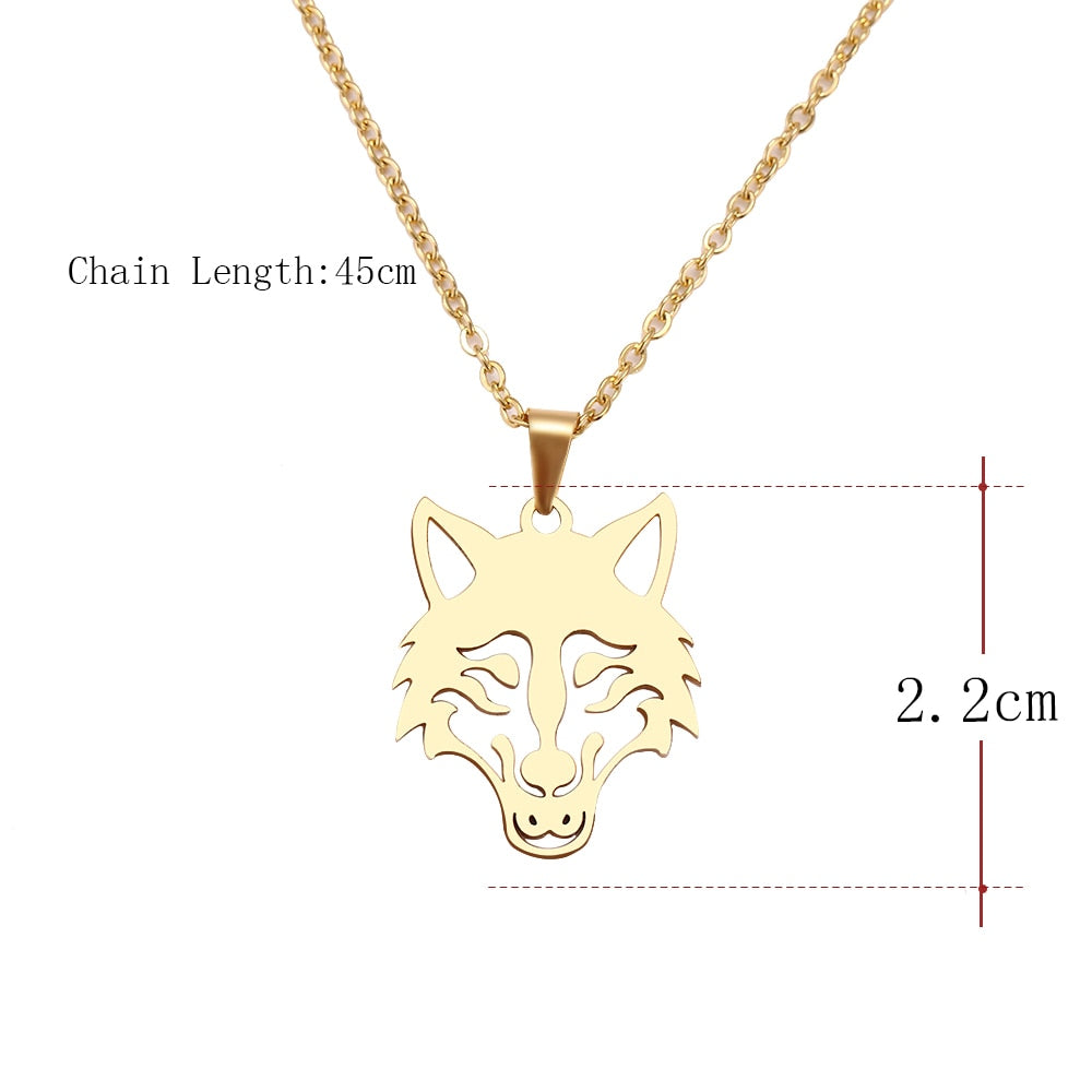 DOTIFI Stainless Steel Necklace For Women Man Wolf Head Choker Pendant Necklace Engagement Jewelry