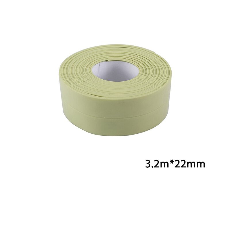 3.2mx38mm 22mm Windows Bath Tape Sealing Strip Pvc Kitchen Waterproof Wall Sticker Self-adhesive Seam Toilet Corner Tape Sealant