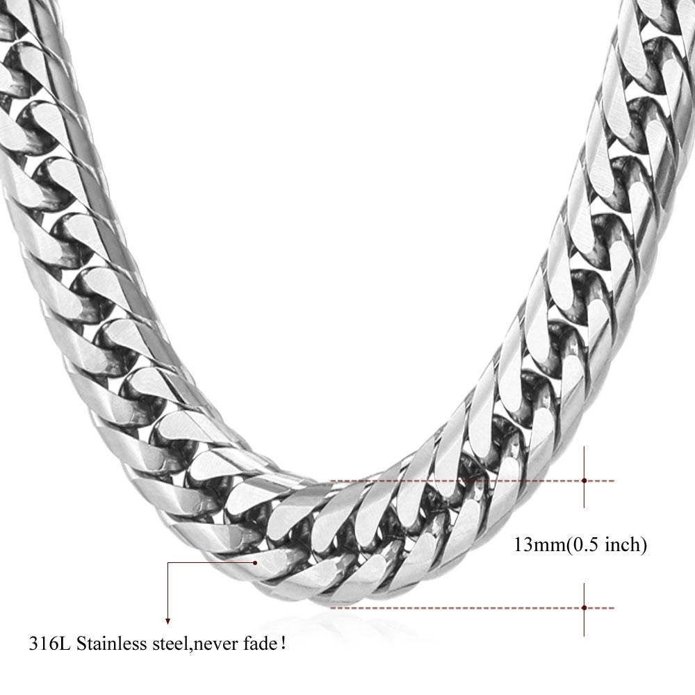 U7 Stainless Steel Chunky Thick Miami Cuban Chain Necklace 6/9/13mm 14-30inches Simple Daily Jewelry