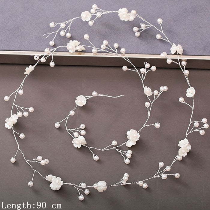 Pearl Rhinestone Women Headband Wedding Hair Accessories For Women Bride Tiara Headband Hair Jewelry Silver Color Hairband