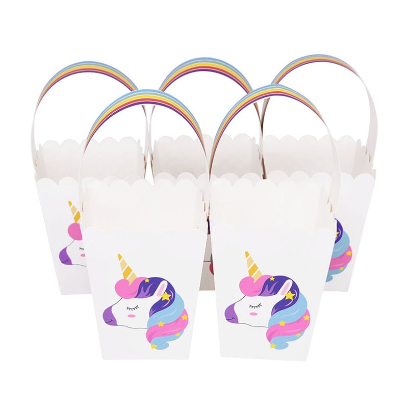 Unicorn Paper Candy Gift Bag Unicorn Party Cookie Popcorn Box for Kids Girl Birthday Party Decoration Supplies Baby Shower Favor