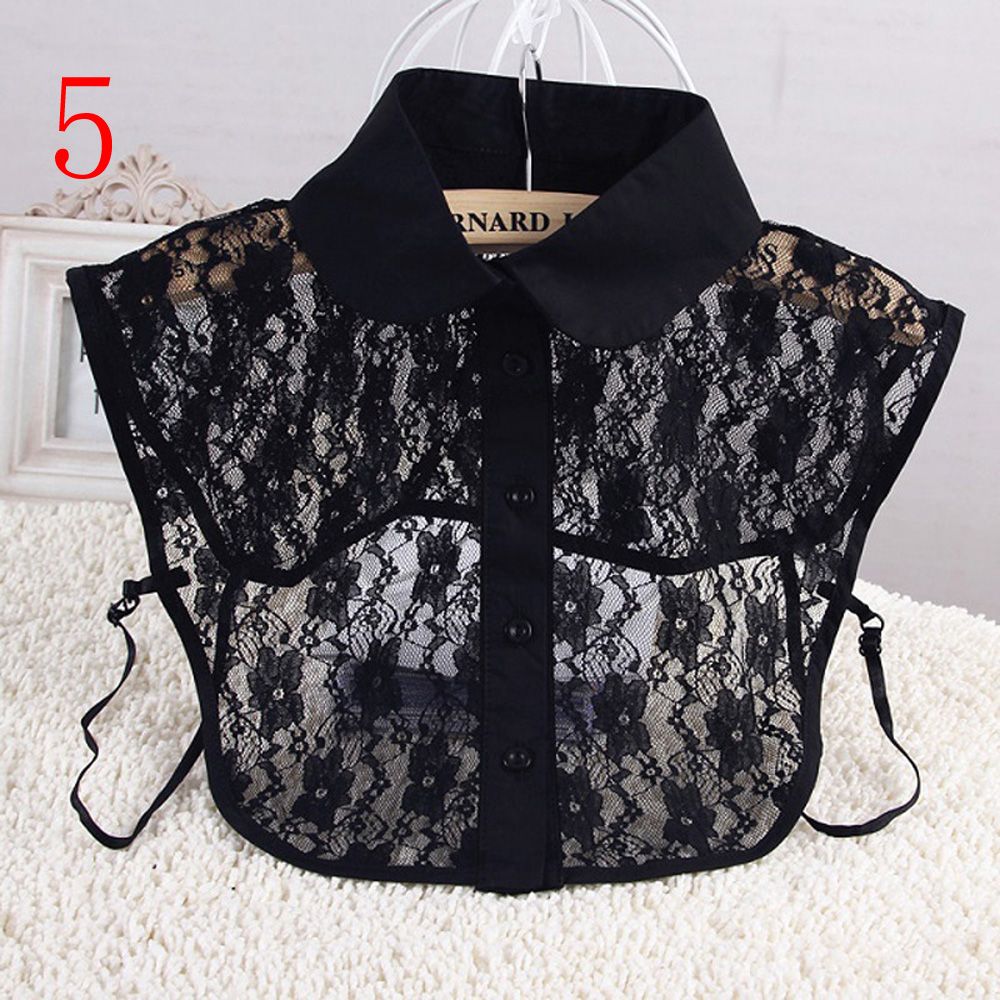 Women Cotton Lace Fake Collar Blouse Vintage Solid Detachable Shirt Collar False Lapel Blouse Top Women Clothes Accessories