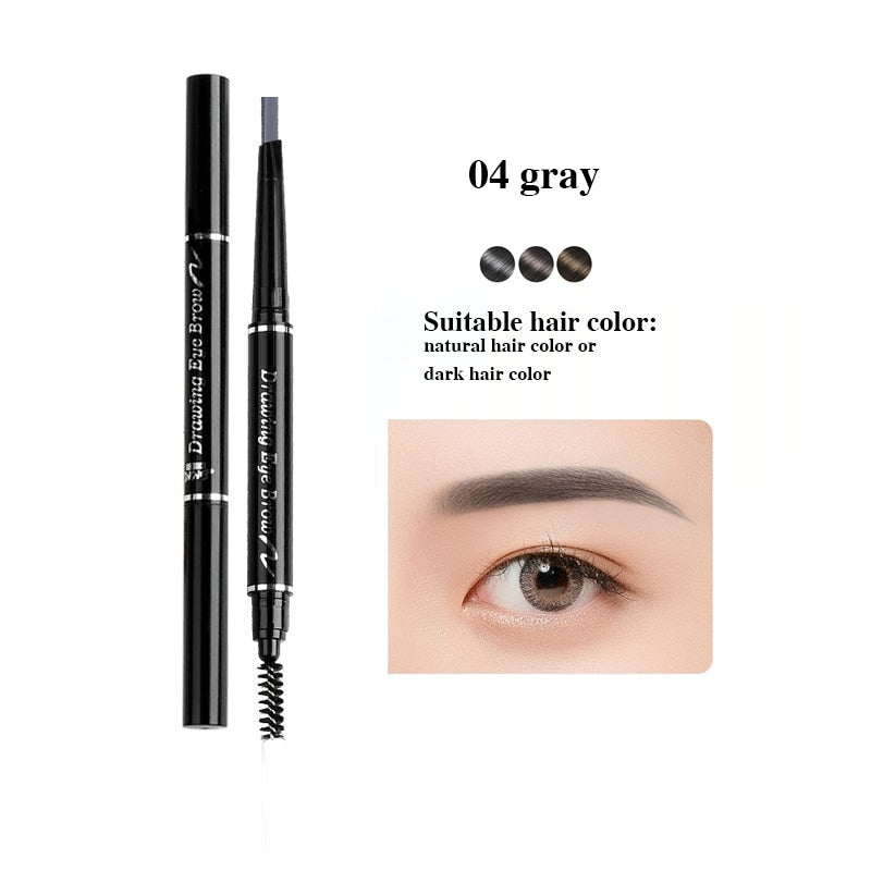 5 Colors Double Head Eyebrow Pencil Waterproof Long Lasting Sweat-proof Natural Wild Brows Shaping Drawing Easy Coloring Makeup