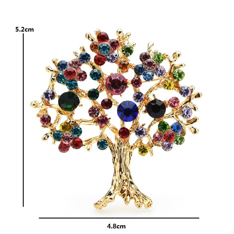 Wuli&amp;baby Multicolor Rhinestone Tree Brooches Women Men Christmas Tree Party Office Casual Brooch Pins Gifts