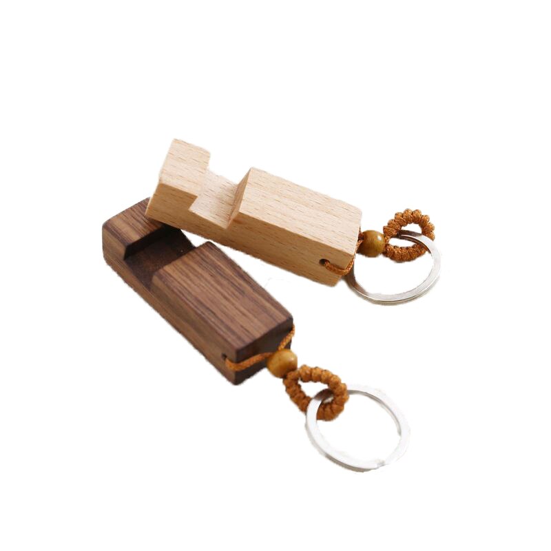 1pc Creative Lightweight Slim Design Wooden Mobile Phone Stand Holder Stand Pendant Keychain