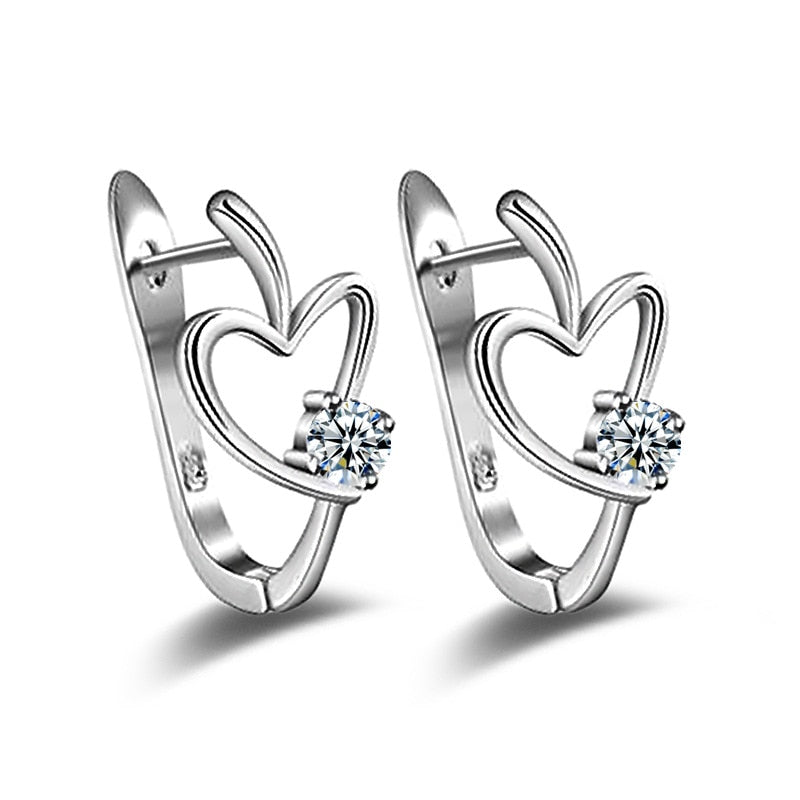 New Sterling Silver 925 Earrings Heart-Shaped Zircon Earrings Earrings Woman Wedding Gift Jewelry