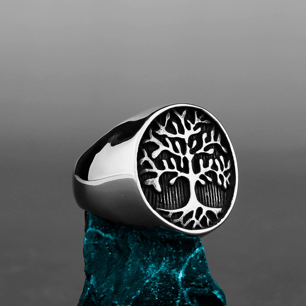 Men Nordic Viking Stainless Steel Ring Anchor Compass Tree of Life Viking Rune Wolf Men and Women Ring Jewelry.