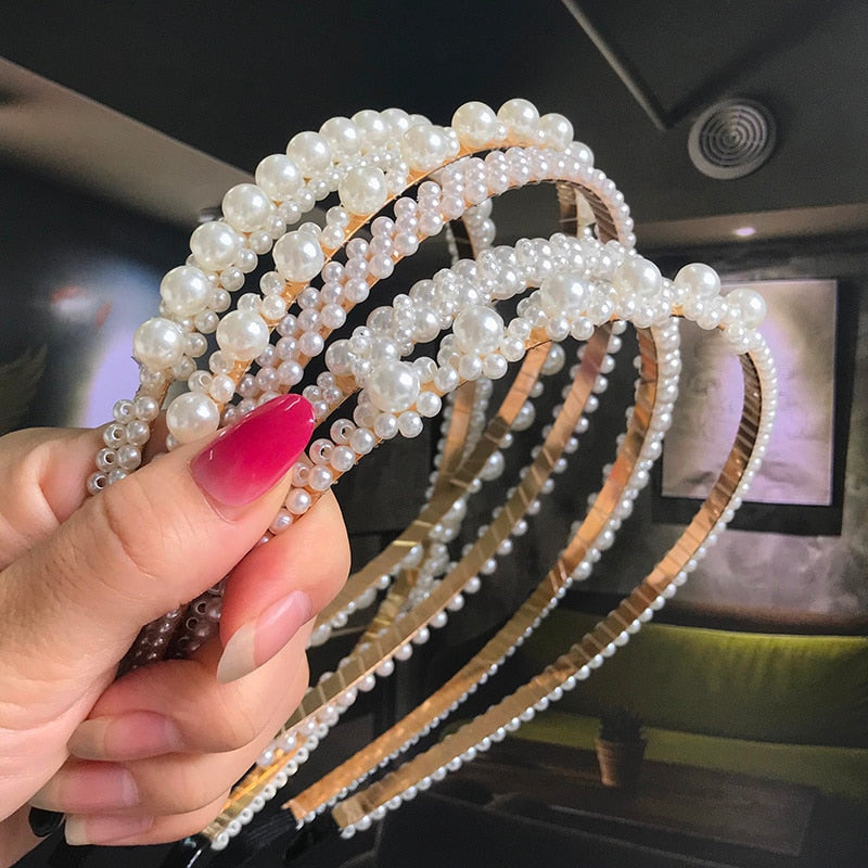 Women Simulated Pearl Hairbands Jewelry 2020 New Fashion Flower Headband Hair Hoops Holder Ornament Gift Girls Accessories