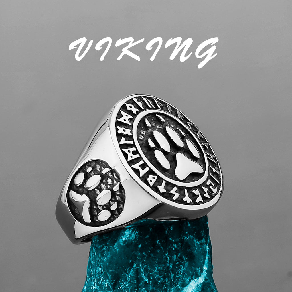 Men Nordic Viking Stainless Steel Ring Anchor Compass Tree of Life Viking Rune Wolf Men and Women Ring Jewelry Factory Wholesale