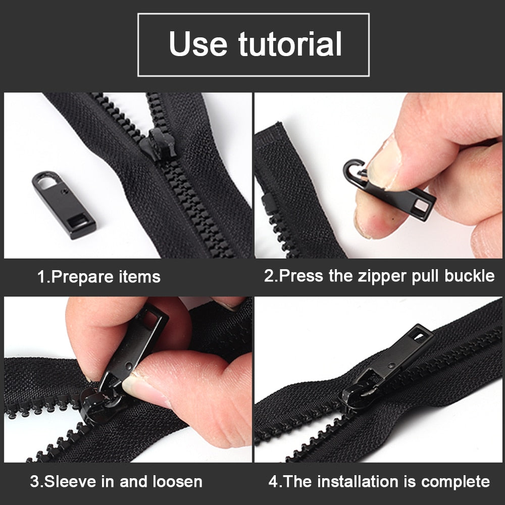 2pcs Fashion Metal zipper repair kits Zippers lightning  zippers puller for Zipper Slider DIY Sewing Craft sewing Kits Metal Zip