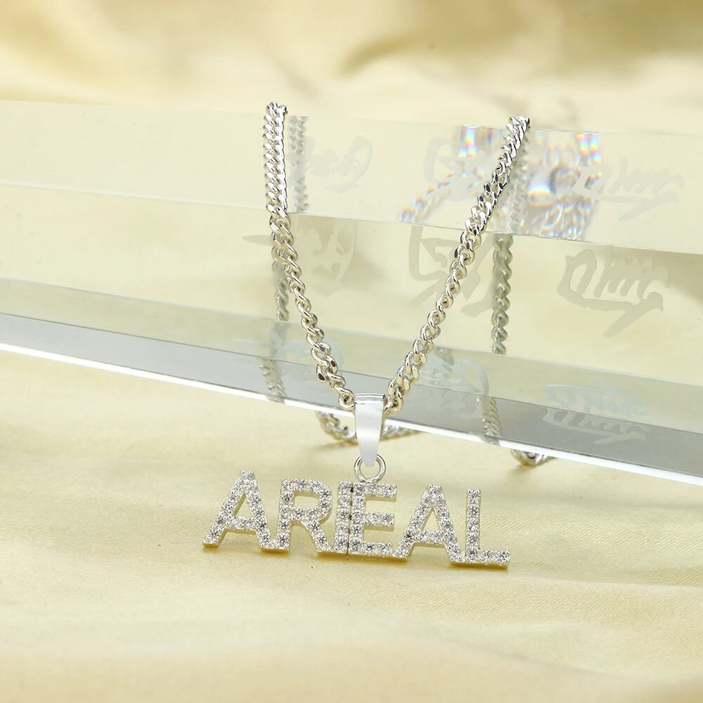 DODOAI Custom Name Necklaces 9mm Letters Necklace for Women Name Necklaces Numbers Personaliz Necklace Crystal Pendant for Women