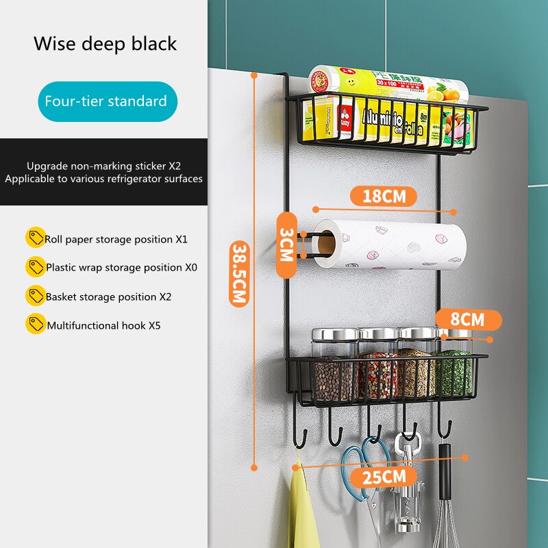 Magnet Fridge Shelf Paper Towel Roll Holder Magnetic Storage Rack Spice Hang Rack Decorative Metal Shelf Kitchen Organizer