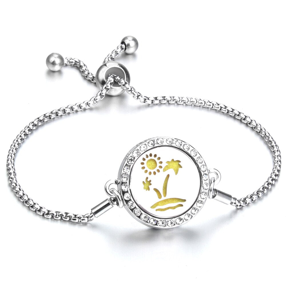 Aromatherapy Bracelet Essential Oil Diffuser Locket Tree of Life Adjustable Perfume Bracelet Crystal Magnetic Bracelet for Women