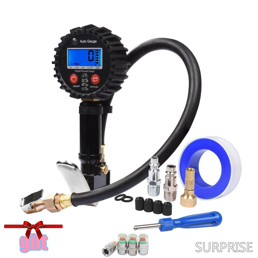 Tire Pressure Gauge Digital Tire Tester 200PSI LCD Display Air Pressure Manometer Quick Connect Coupler for Car Truck Motorcycle