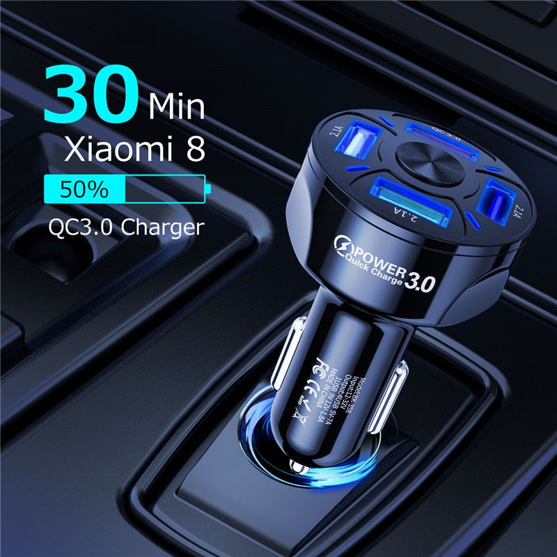 USLION 4USB Quick Car Charger For Mobile Phone Universal Dual Usb  Adapter For iPhone 11 Pro Max Mini Adapter For Xiaomi Samsung