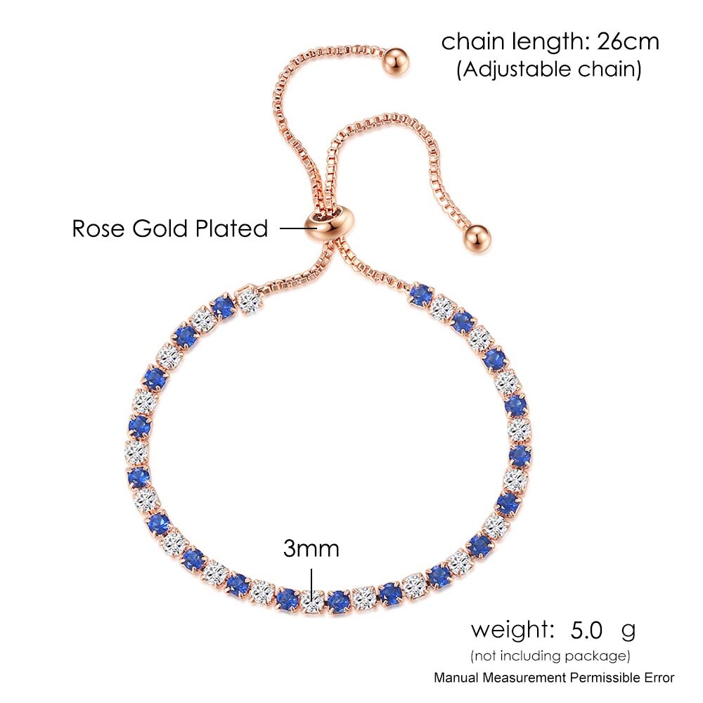 ZHOUYANG Tennis Bracelets For Women Simple Blue Round Zircon Rose Gold Color Girls Bracelet Jewerlly Fashion Korean Jewerly H055