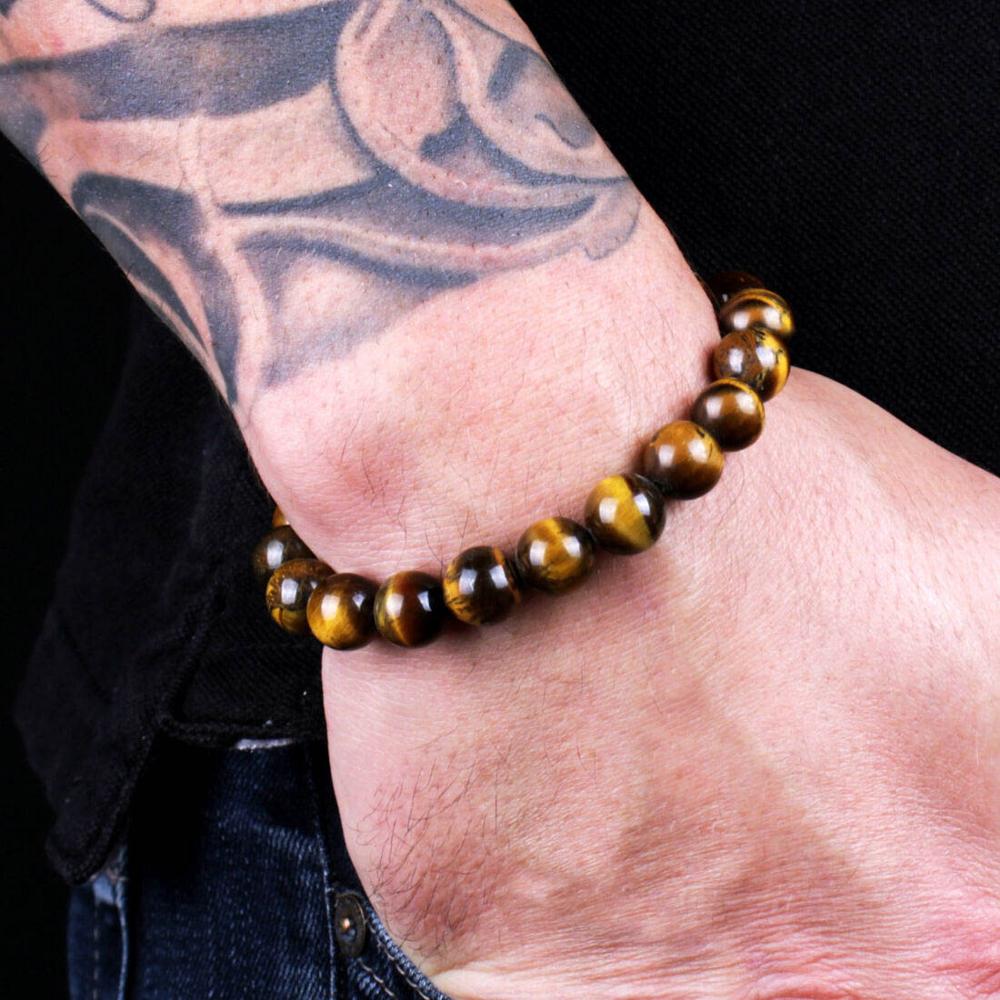 Nature Beaded Bracelet Men 8mm Natural Stone Lava Rock Tiger Eye Black Onyx Matte Healing Beads Stretch Charm Yoga Women Jewelry