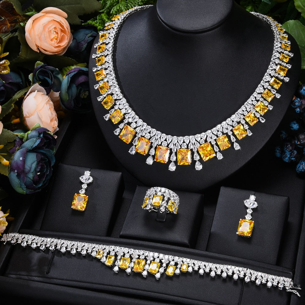 GODKI Luxury Princess 2PCS Tassels Statement Jewelry Set For Women Wedding Party Full Cubic Zircon Dubai Bridal jewelry Set Gift