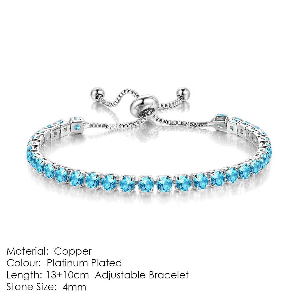 Tennis Bracelets For Women Shining White Gold Color Single-layer Zircon Adjustable Slider Buckle Charm Bracelet Fashion Jewelry