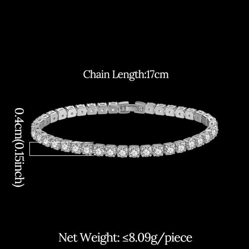 JINSE Gold Color Cubic Zirconia Tennis Bracelets For Men Women Fashion Jewelry Crystal Bracelet Bangle Pulseira Feminina