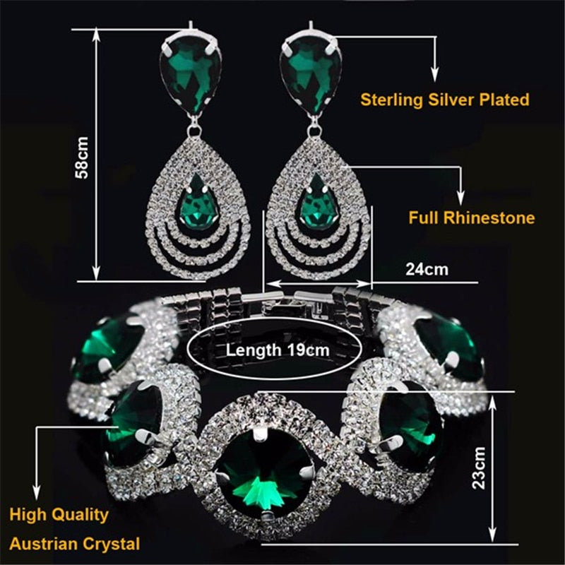 2021 Wedding Bridal Jewelry Sets For Women Rhinestone Crystal Jewelry Set Bracelet Earrings Female Set 2 Pcs Indian Accessories