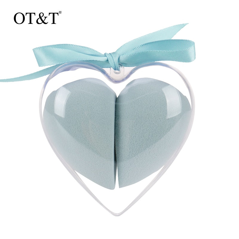 O.TWO.O 2pcs/set Makeup Sponge Heart-Shape Box Non-Latex Material Cosmetic Puff Powder Foundation Use Beauty Make Up Tools