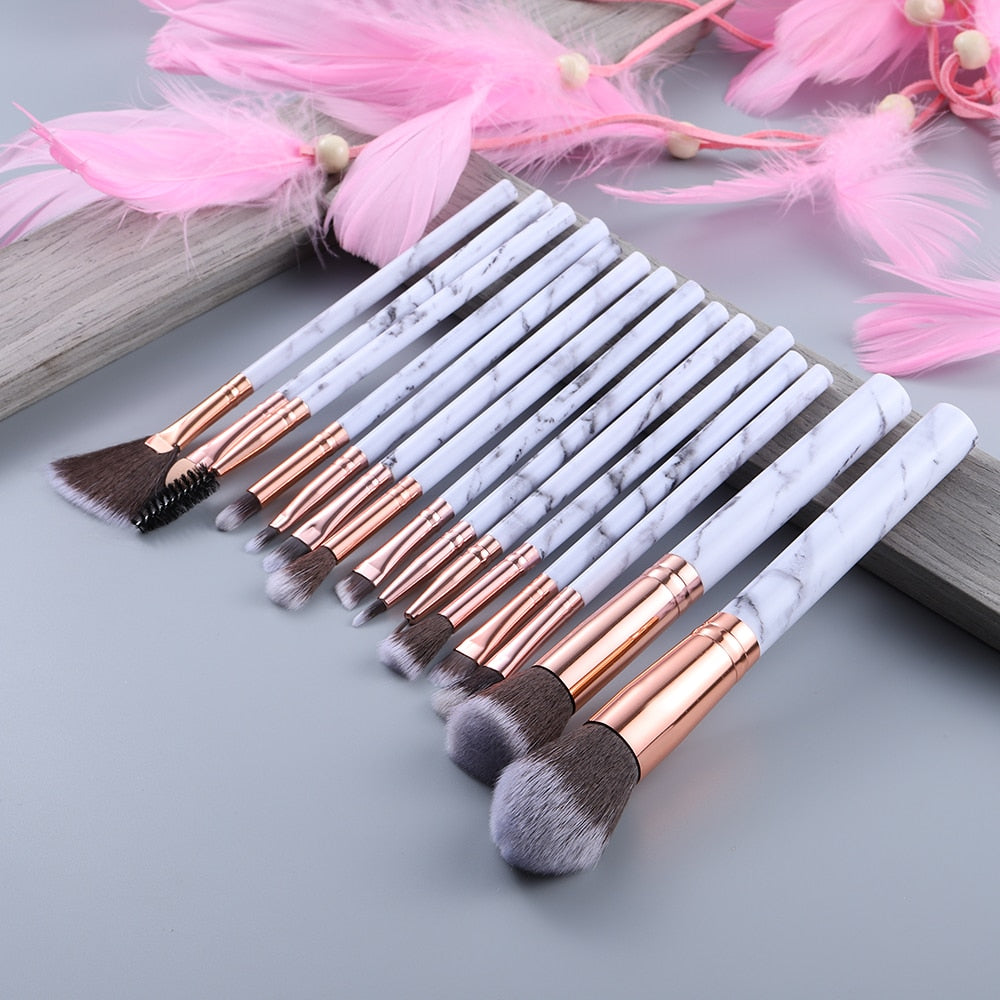 FLD 5-15Pcs Makeup Brushes Tool Cosmetic Set Beauty Powder Foundation Eye Shadow Eyebrow Fan Blush Blending Make Up Brush Kit