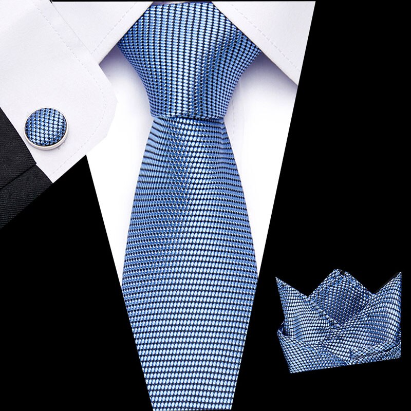 Free shipping Mens Ties  Luxury Paisley Blue Silk Tie with Hanky Tie Set Cufflinks Buisness jacquard Woven Neck Tie