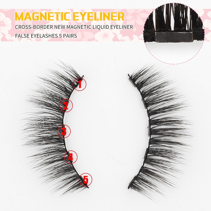 Mix 1/3/5/7/10 Pairs Eye Makeup Magnet Lashes Magnetic False Eyelashes Liqiud Eyeliner Beauty Kit Mink Eyelash Wholesale