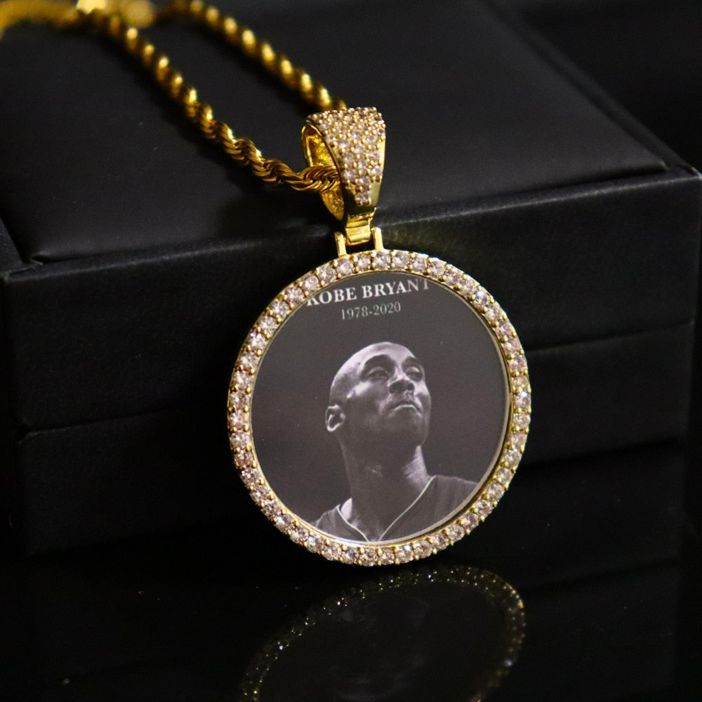 D&amp;Z Custom Photo Memory Medallions Solid Pendant With Tennis Chain Hip Hop Jewelry Personalized Cubic Zircon Chains Gift