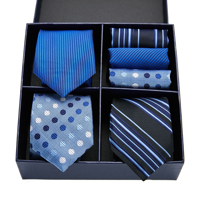 Gift box packing Silk Ties For Men Novelty Hanky  Set 3 Styles  Men's Tie Formal Red Cravat for Wedding Business Necktie