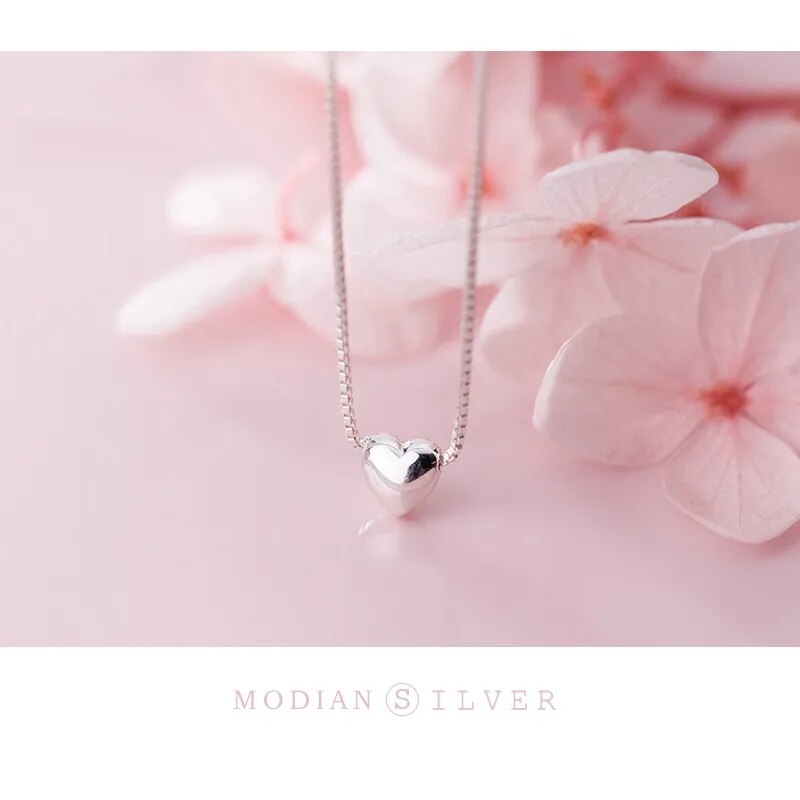 Modian Romantic Hearts Pendant Necklace for Women Genuine 925 Sterling Silver Link Chain Necklace Fashion Jewelry 2020 New