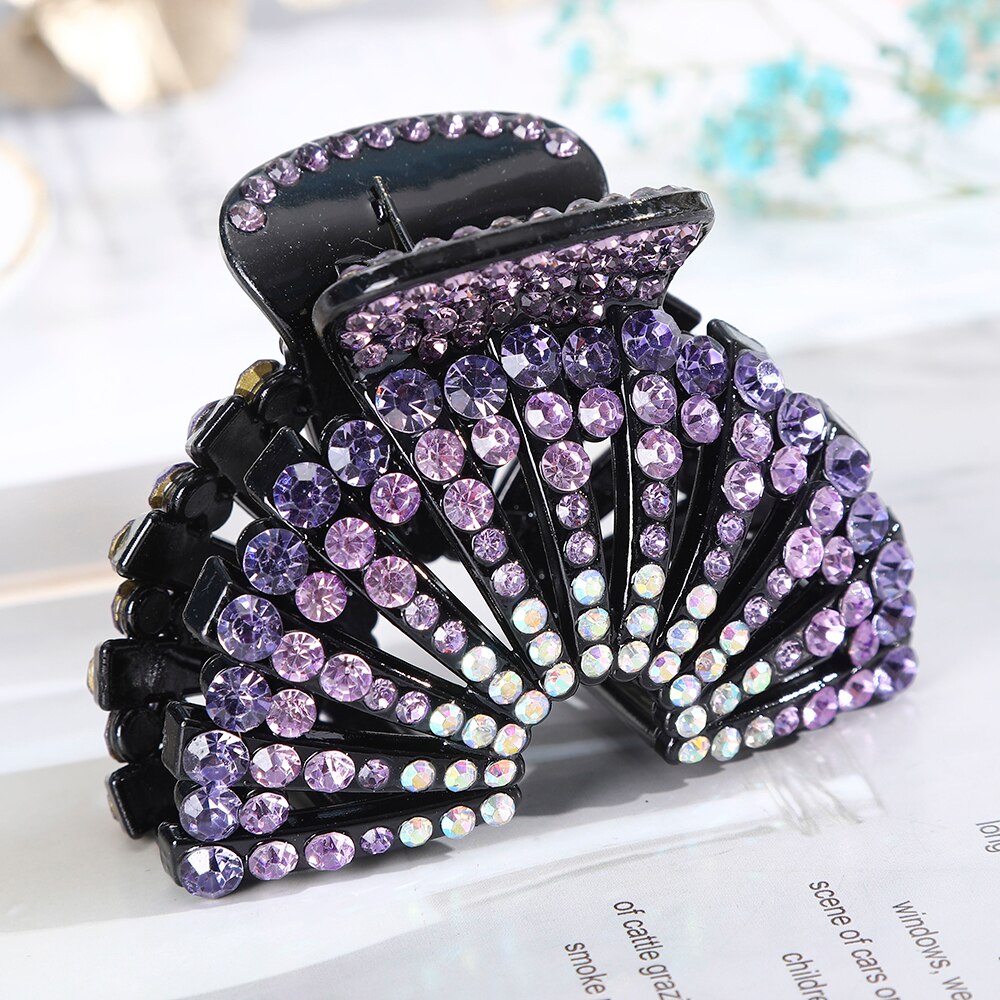 AWAYTR Large Size Women Vintage Rhinestone Hair Claw Crab Clips Crystal Clamps Hairpin Bow Knot Hair Clip Hair Accessories Girls