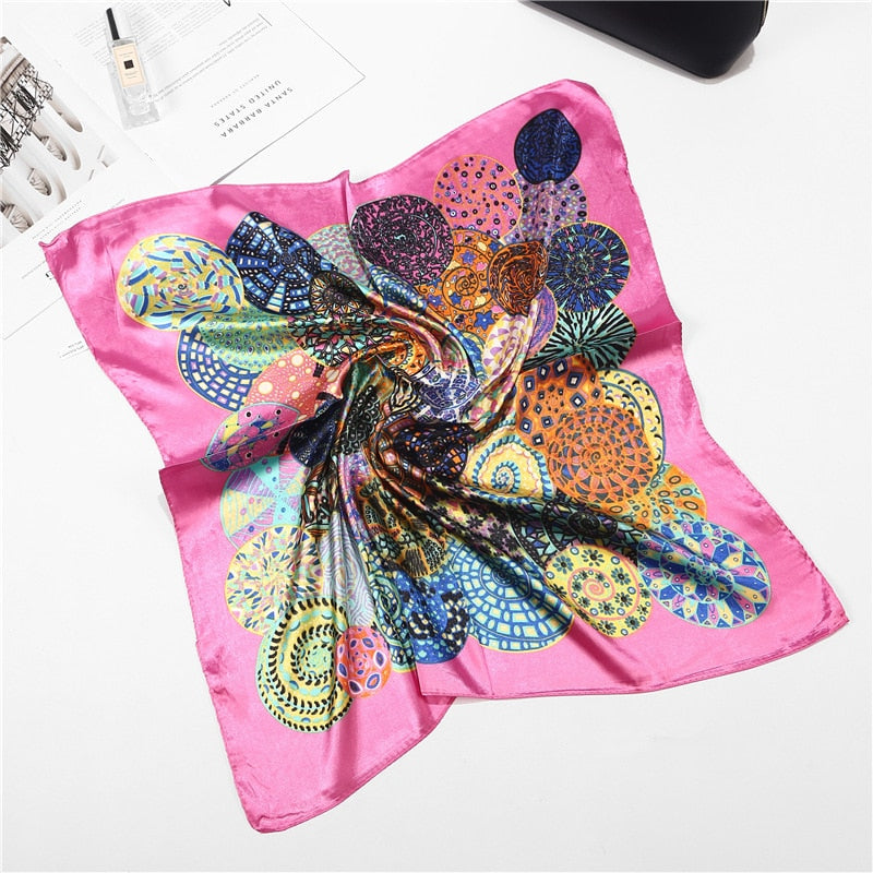 Scarf Satin Bandana Kerchief Silk Women's Luxury Brand Designer Summer Small Bag Wrap Retro Paisley Scarves Muslim Islamic