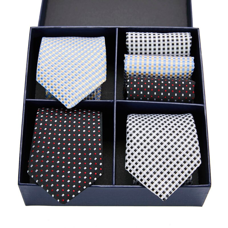 Gift box packing Silk Ties For Men Novelty Hanky  Set 3 Styles  Men's Tie Formal Red Cravat for Wedding Business Necktie