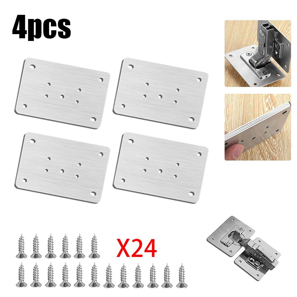 2/4/10/20pcs Stainless Steel Hinge Repair Plate For Cabinet Furniture Hinges Mounting Tool Kitchen Cupboard Door Fixing Plate